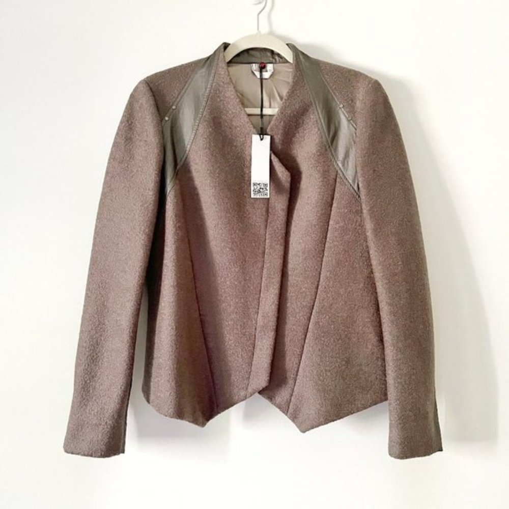 Minicucci x Marcanio NWT Virgin Wool Linen Blazer Jacket in Amber Taupe